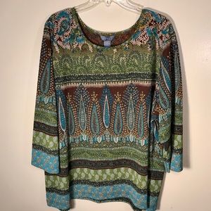 Koret Women’s poly knit,  print top, size 3X